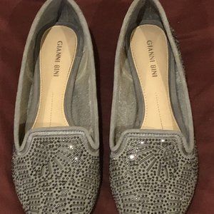 Gianni Bini "Jaylynn" Leather Sierra Grey Loafer w/Gems Women's Size 6.5M